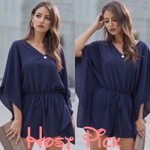 •Navy Blue Born To Fly Kimono Style Romper•